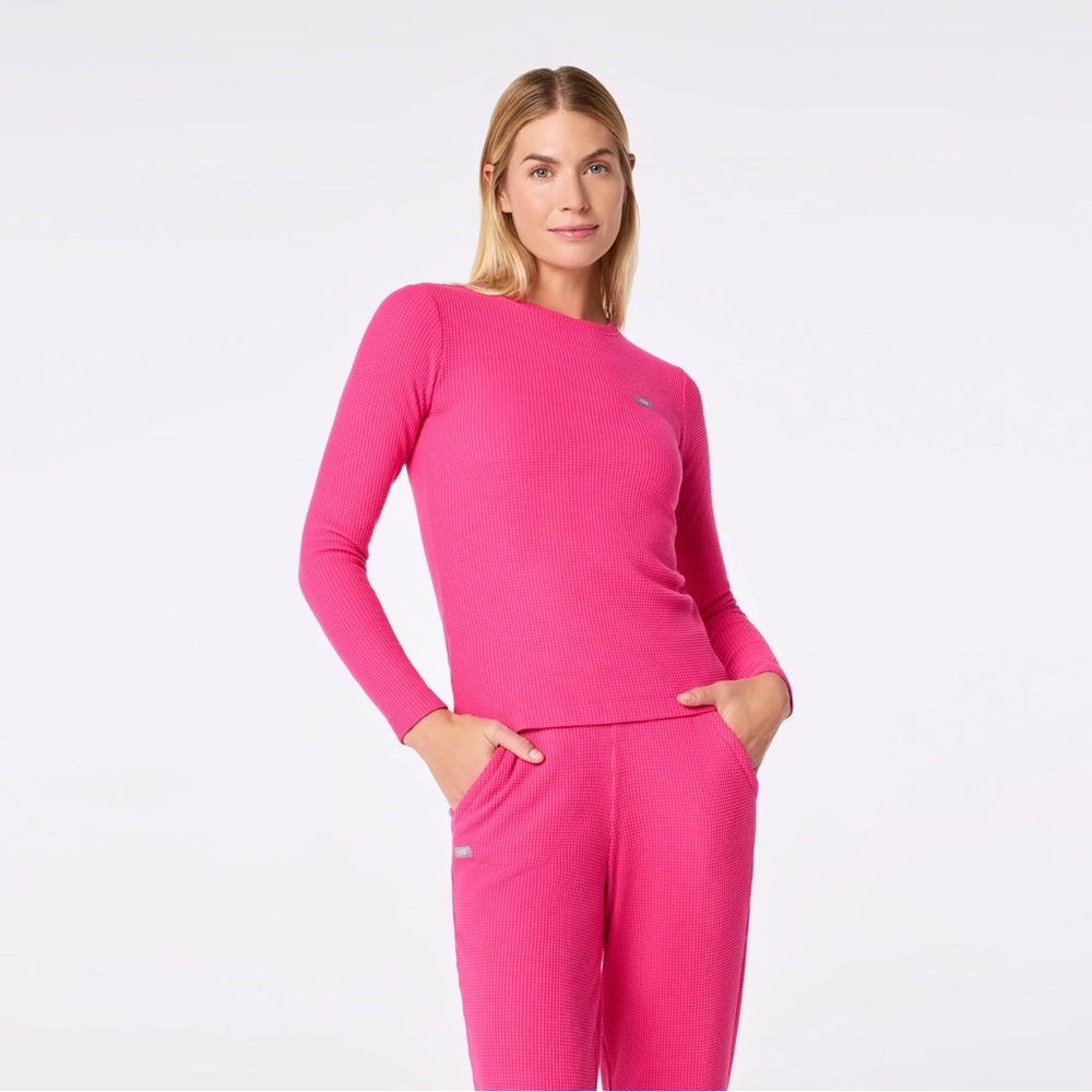 Figs Off-Shift Waffle Crewneck Top